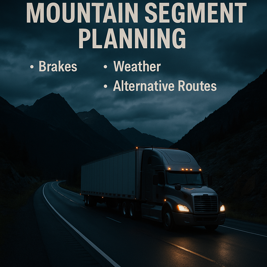Mountain segment planning procedure: brakes, weather, alternative routes